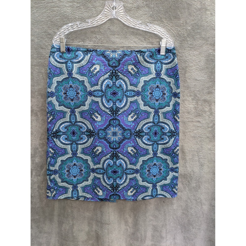 Talbots Skirt Women's Petite 14 Blue‎ Paisley Bohemian